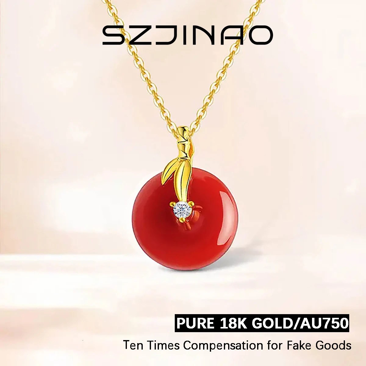 Colgante Oro 18k Ágata Roja - Joyería Mujer