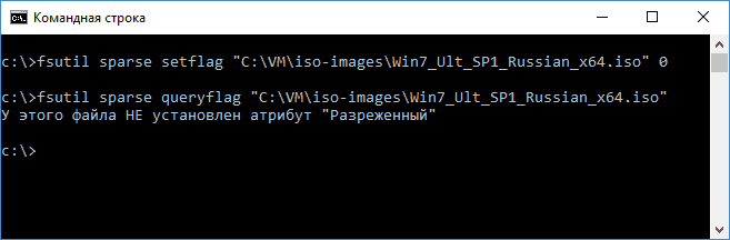 remove sparse attribute from iso file