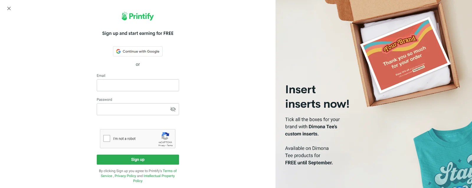 create a Printify account