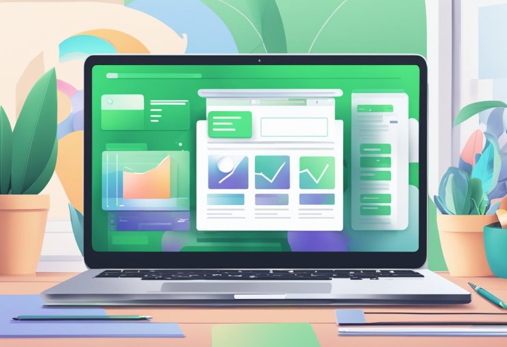 A laptop with Fiverr homepage open, showing top-ranking gigs and FAQ on how to succeed as a freelancer