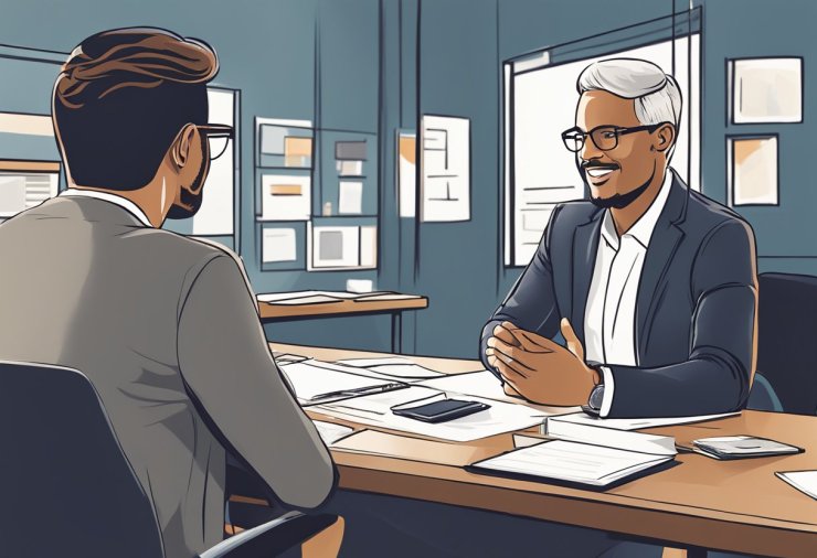 An agency owner engages in a coaching session, discussing client relationships and growth strategies for their marketing agency