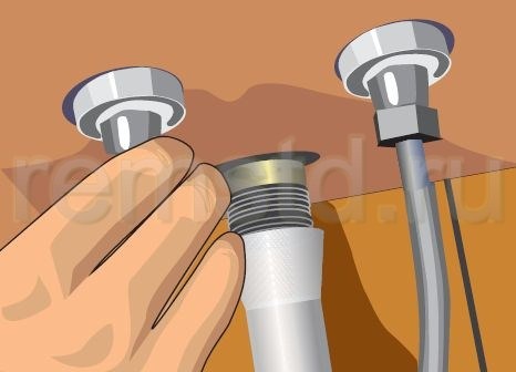 6. Подсоединяем шланги горячего и холодного водоснабжения