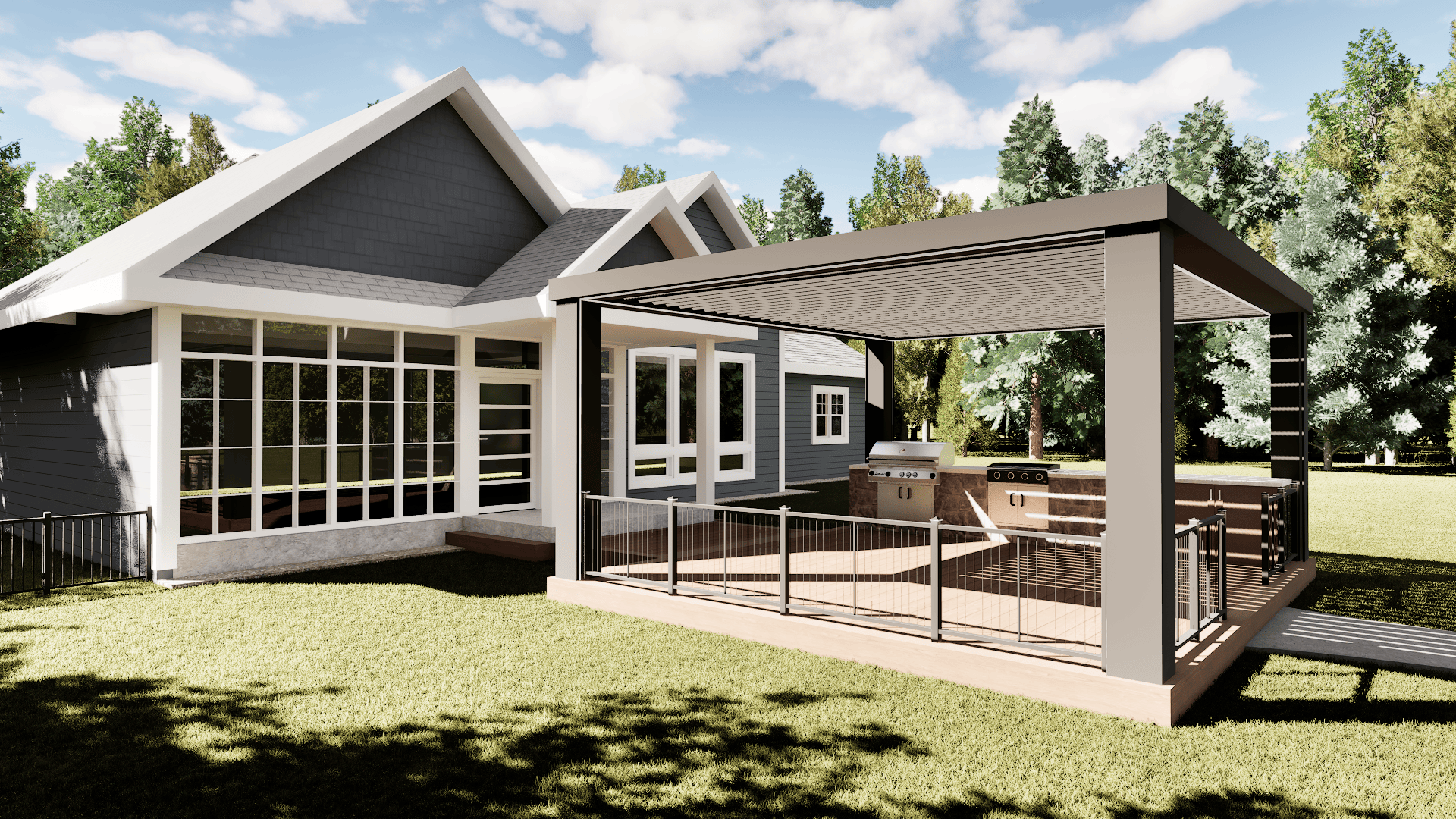 Outdoor living 3D rendering for Waukesha Wisconsin home project