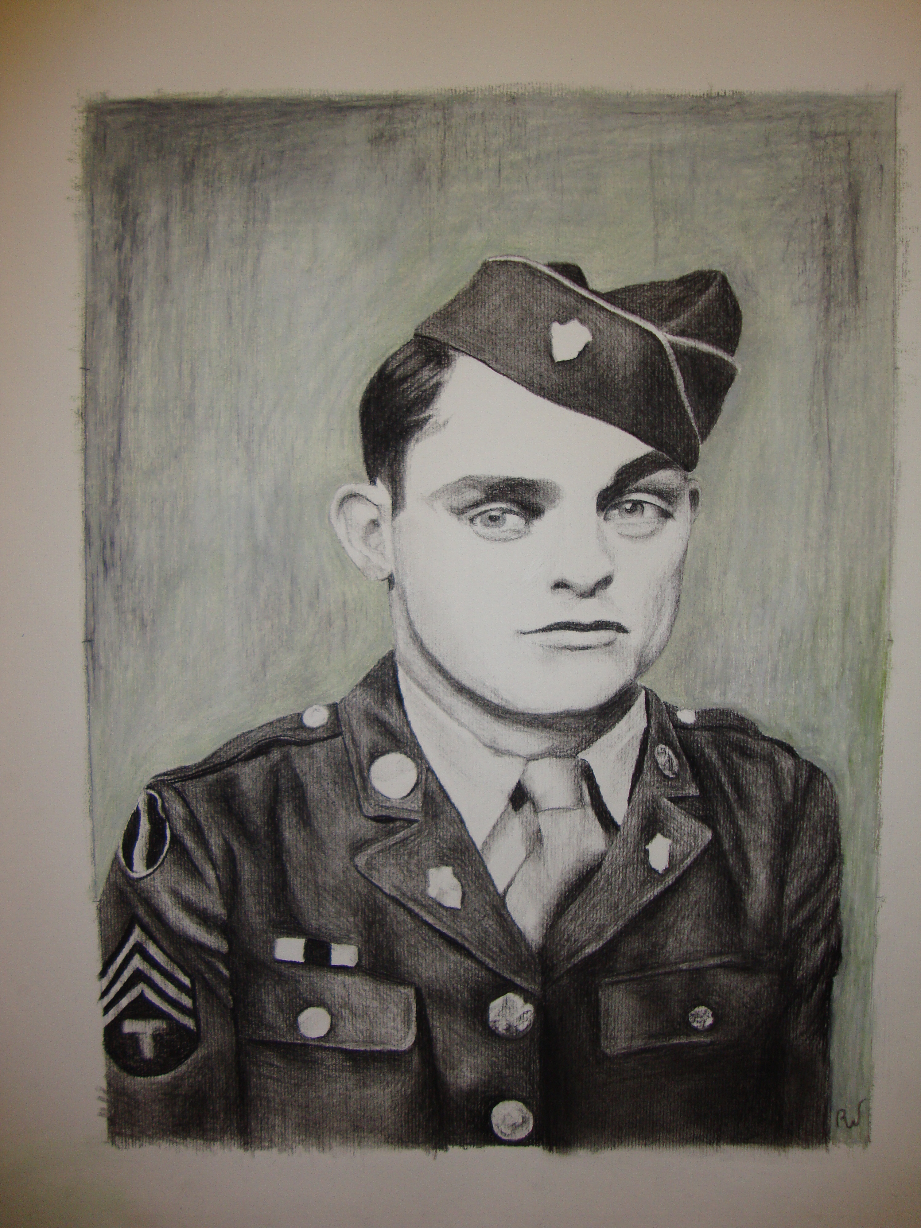 WWII Soldier, Louis Whatley (my grandfather) Portrait (charcoal)