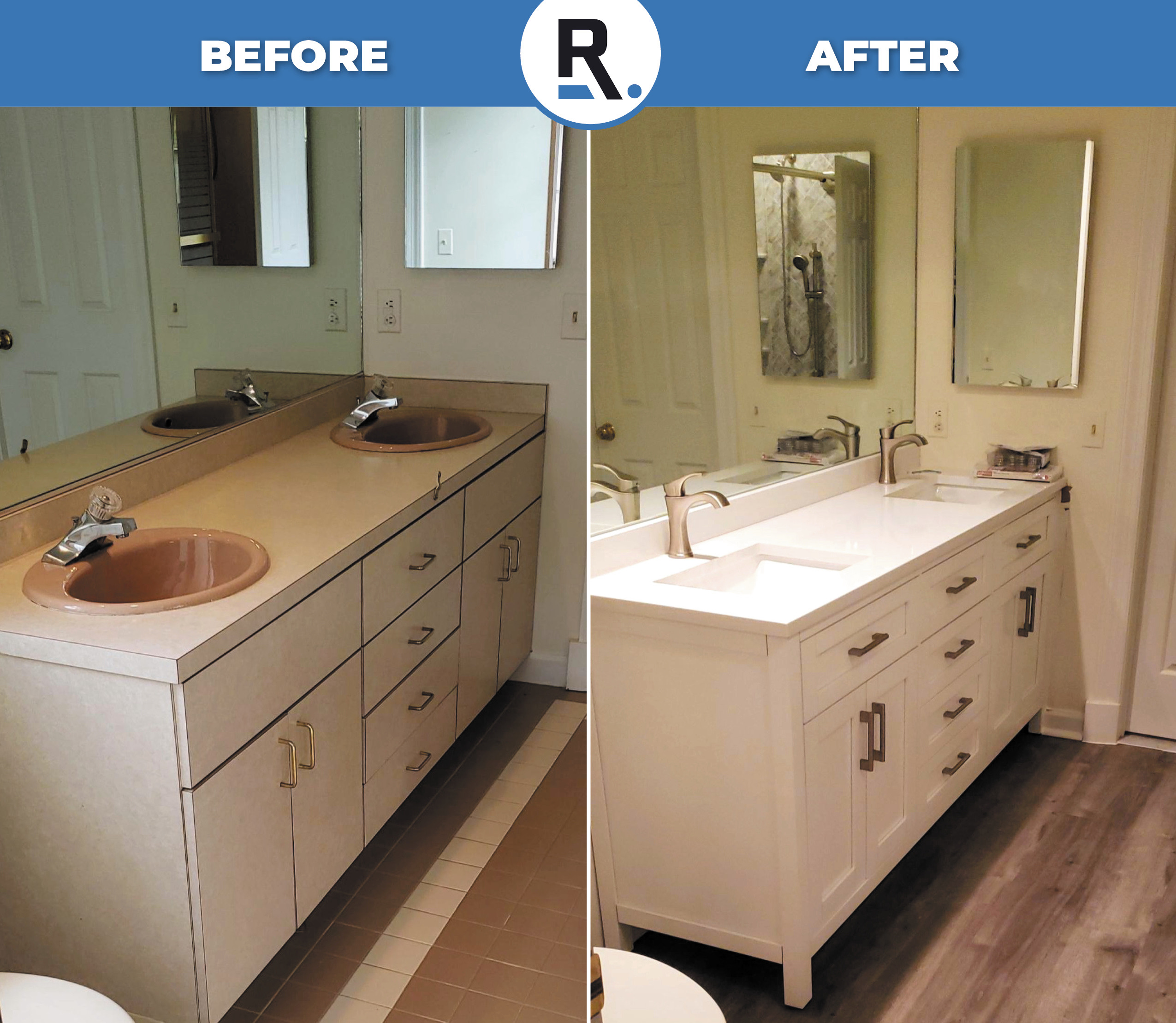 Before and after bathroom remodeling in Baltimore County, MD