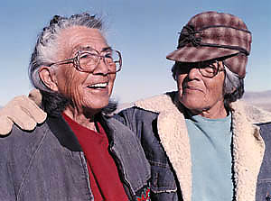 Sisters Mary (left) and Carrie Dann fight for Shoshone land rights from their ranch in Crescent Valley.
