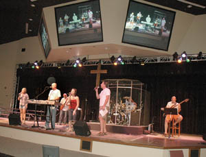 The Sparks Christian Fellowship band rehearses.