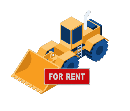 Wheel loader for rent, part of a rental company's equipment rental fleet