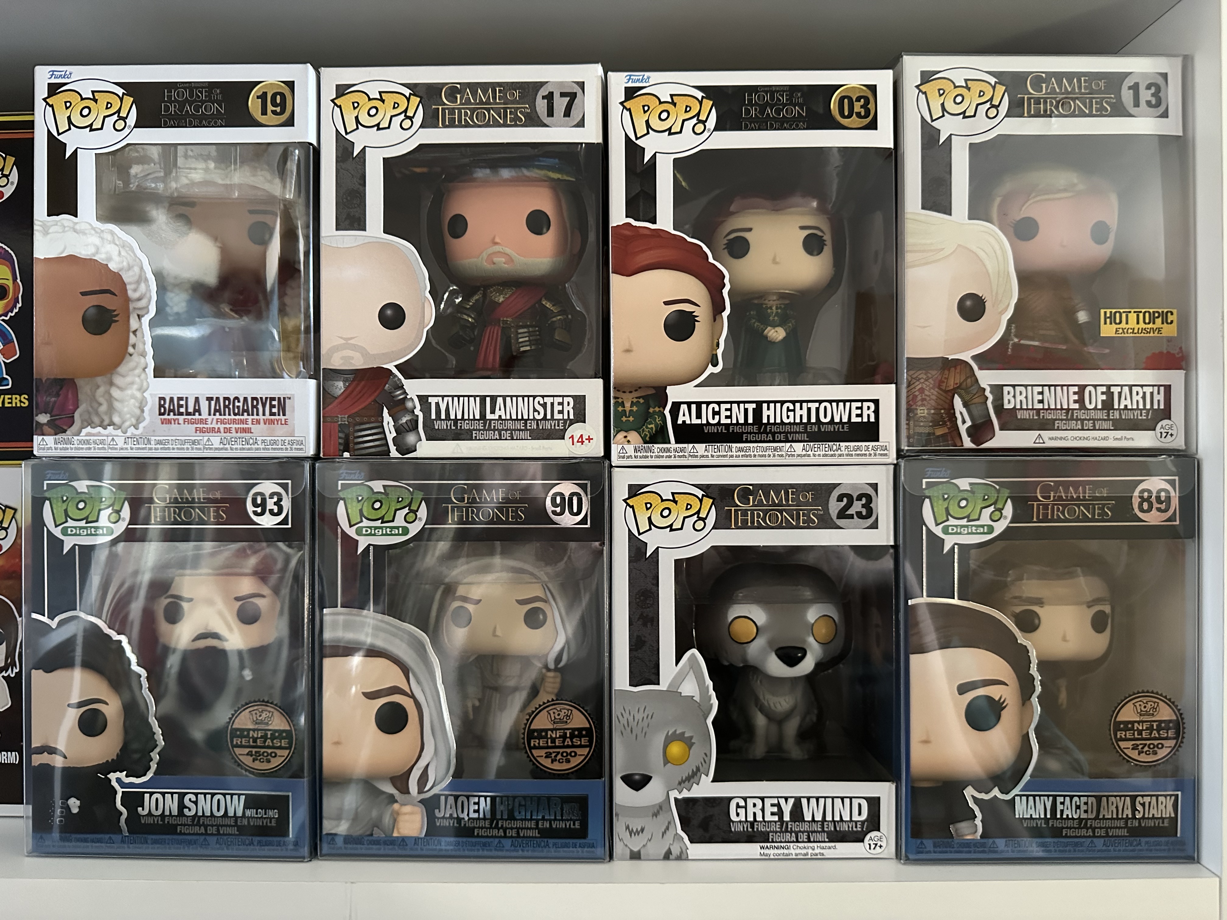 game of thrones funko pop collection jon snow arya stark alicent hightower