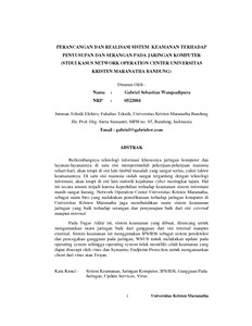 Komputer atau keamanan internet dalam era global ini., apalagi jika. Perancangan Dan Realisasi Sistem Keamanan Terhadap Penyusupan Dan Serangan Pada Jaringan Komputer Studi Kasus Network Operation Center Universitas Kristen Maranatha Mcurepository