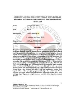 Obtained the local magnetic anomaly data. Pemisahan Anomali Geomagnet Terkait Gempa Bumi Dari Pengaruh Aktivitas Matahari Dengan Metode Polarisasi Sinyal Ulf Upi Repository
