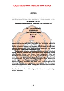 Penelitian ini menggunakan pendekatan kuantitatif. Pengaruh Rasio Keuangan Terhadap Profitabilitas Masa Depan Perusahaan Studi Empiris Pada Perusahaan Manufaktur Yang Terdaftar Di Bei Tahun 2009 Usd Repository