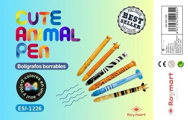 EXP.24 BOLIS BORRABLES ANIMALS 2 COLORES EN 1