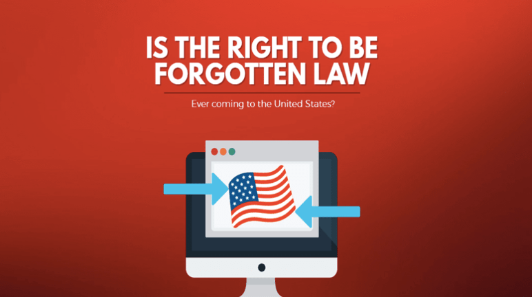 Is the court record online removal law “Right to Be Forgotten Law” ever coming to the U.S.? An American flag on a computer.