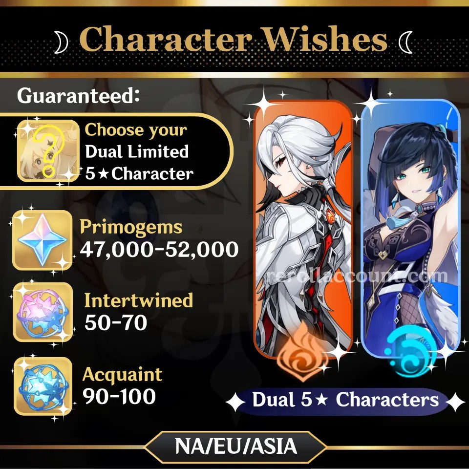 Arlecchino Yelan genshin impact account