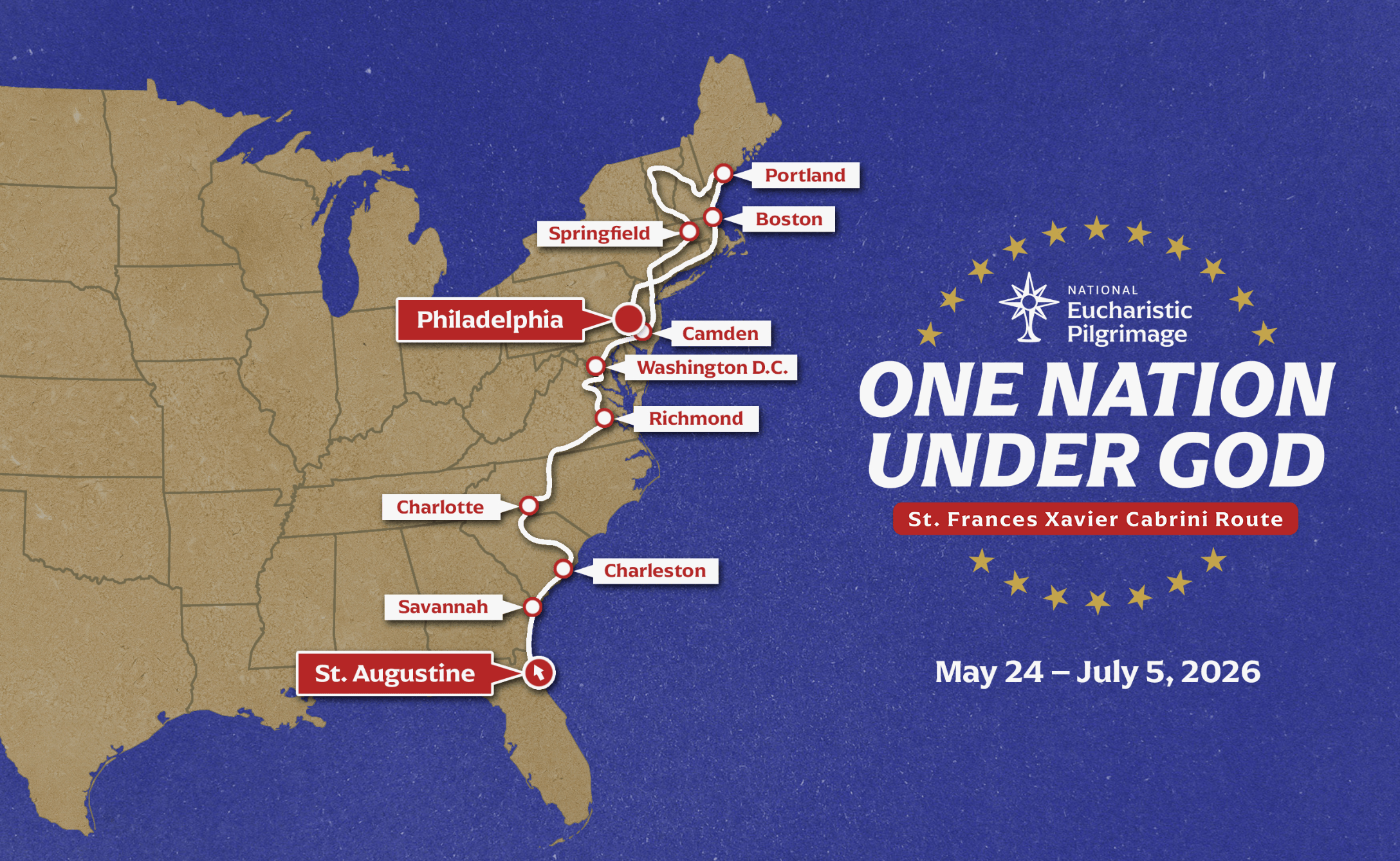 One Nation Under God 2026 National Eucharistic Pilgrimage Inspired Eucharistic Pilgrimage Route Cmaosz 