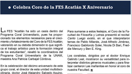 Coro de la FES – Celebración de 10 años