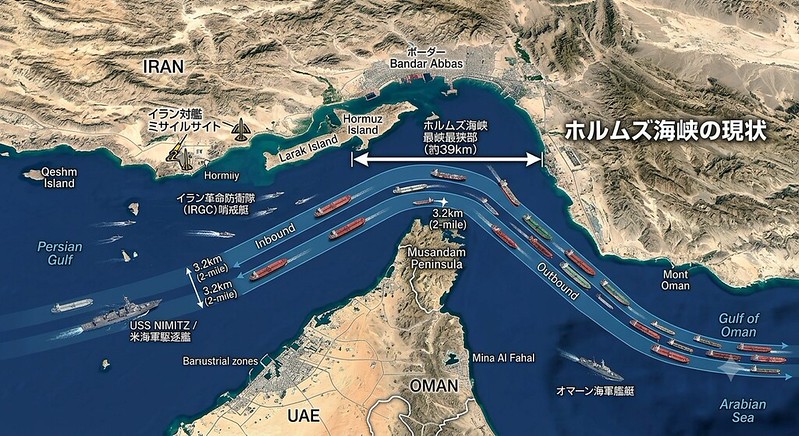 ホルムズ海峡の狭さと現状 ホルムズ海峡の狭さと現状