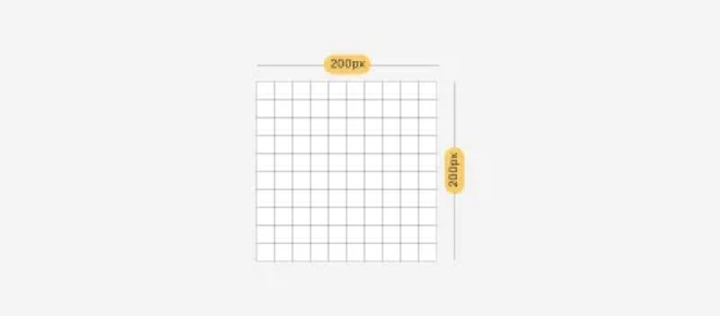 Un élément avec une largeur et une hauteur de 200px. , et dans cet élément, il y a un arrière-plan répété qui a une taille de 20px