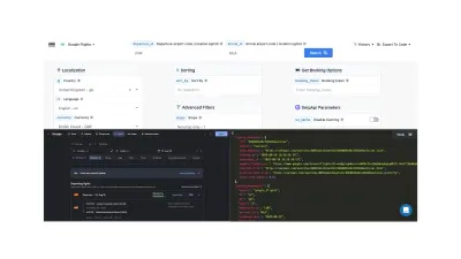 Playground Recherche des vols de LGW à l'aéroport MLA à l'aide de l'API Google Flights de Serpapi.