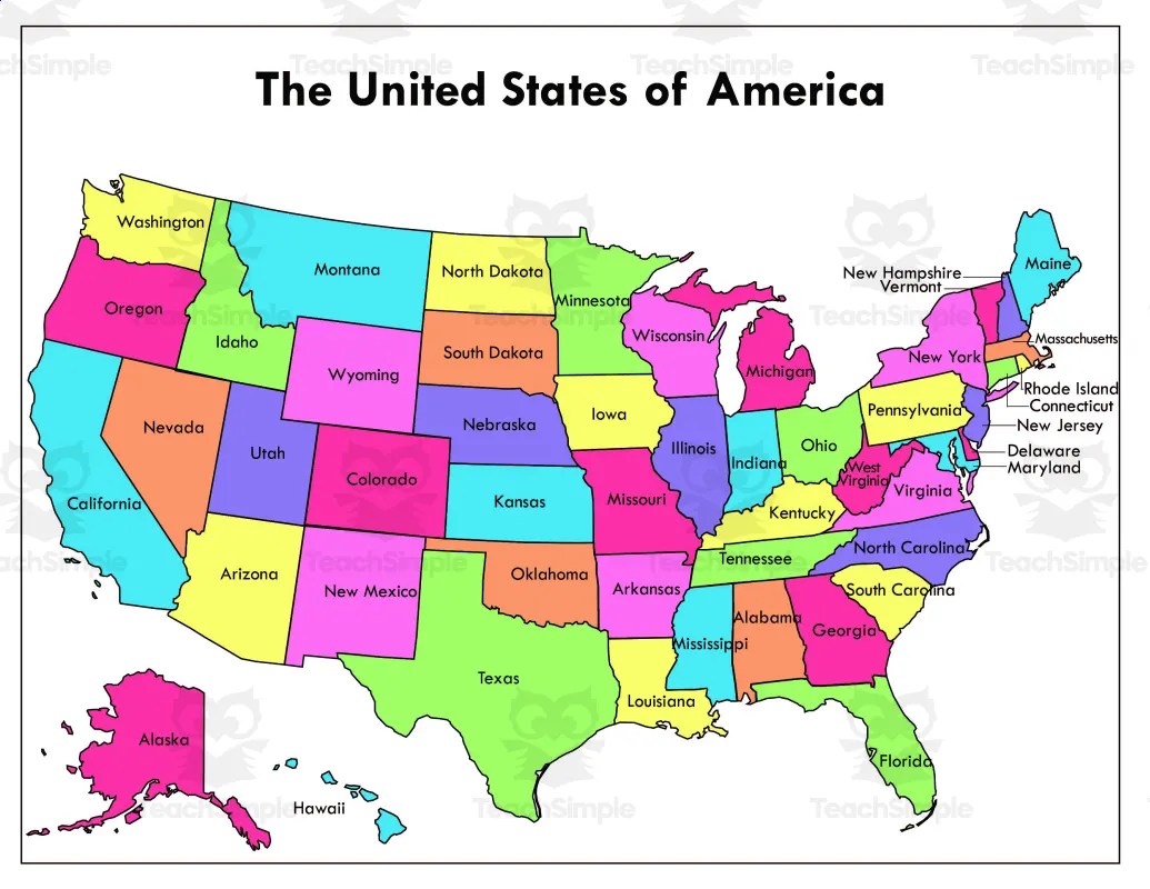 Mainland Us Map Only Labeled Printable Printables Templates Free Image 1 