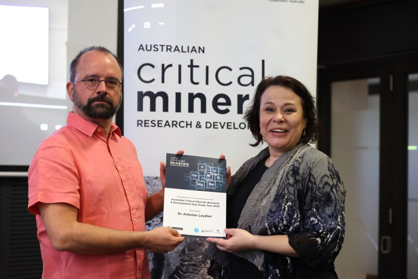 Study Tour participant Dr. Antoine Leydier (left) and R&D Hub International Engagement Manager Carla Gonzalez Zlatar