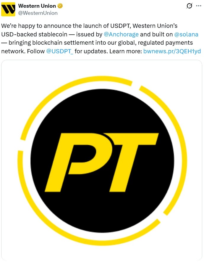 Western Union Rolls Out USDPT on Solana