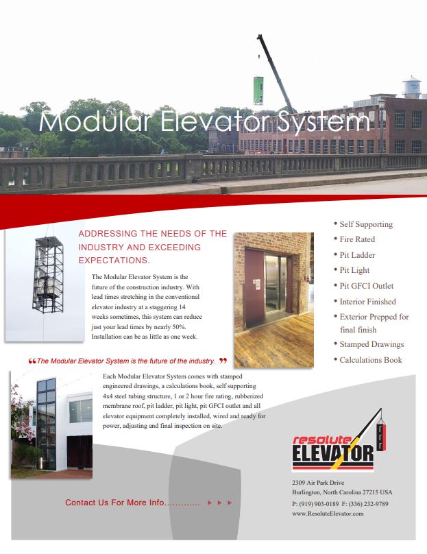 Modular Elevator Systems Resolute Elevator - Space Arts - Classic High Resolution Collection