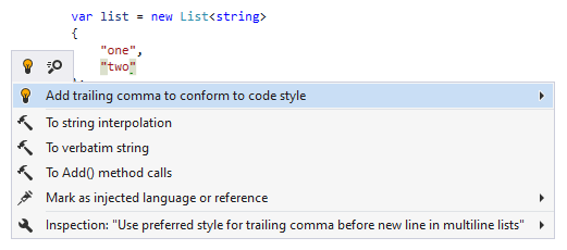 Code Syntax Style: Trailing Commas | ReSharper