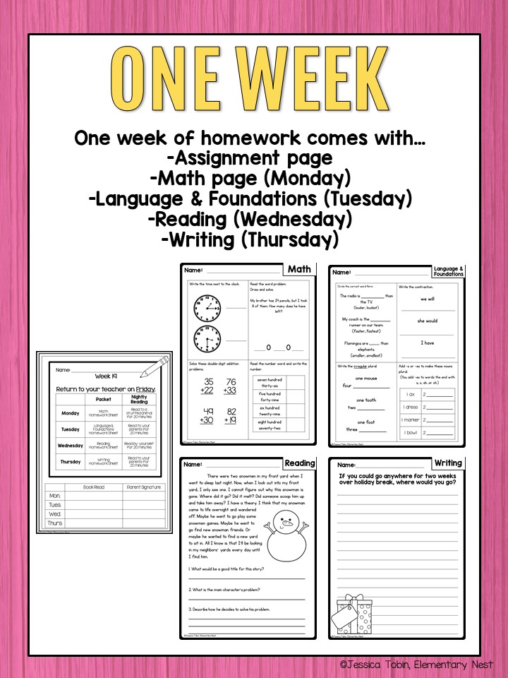Homework second grade- 3rd quarter