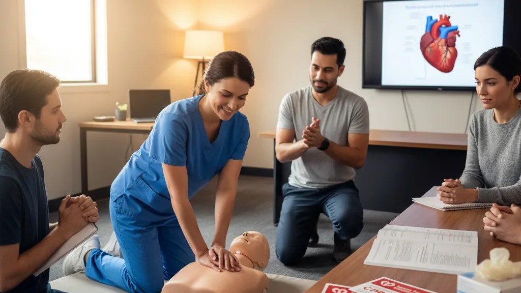 CPR certification card and training materials showing two-year validity period for CPR certification renewal