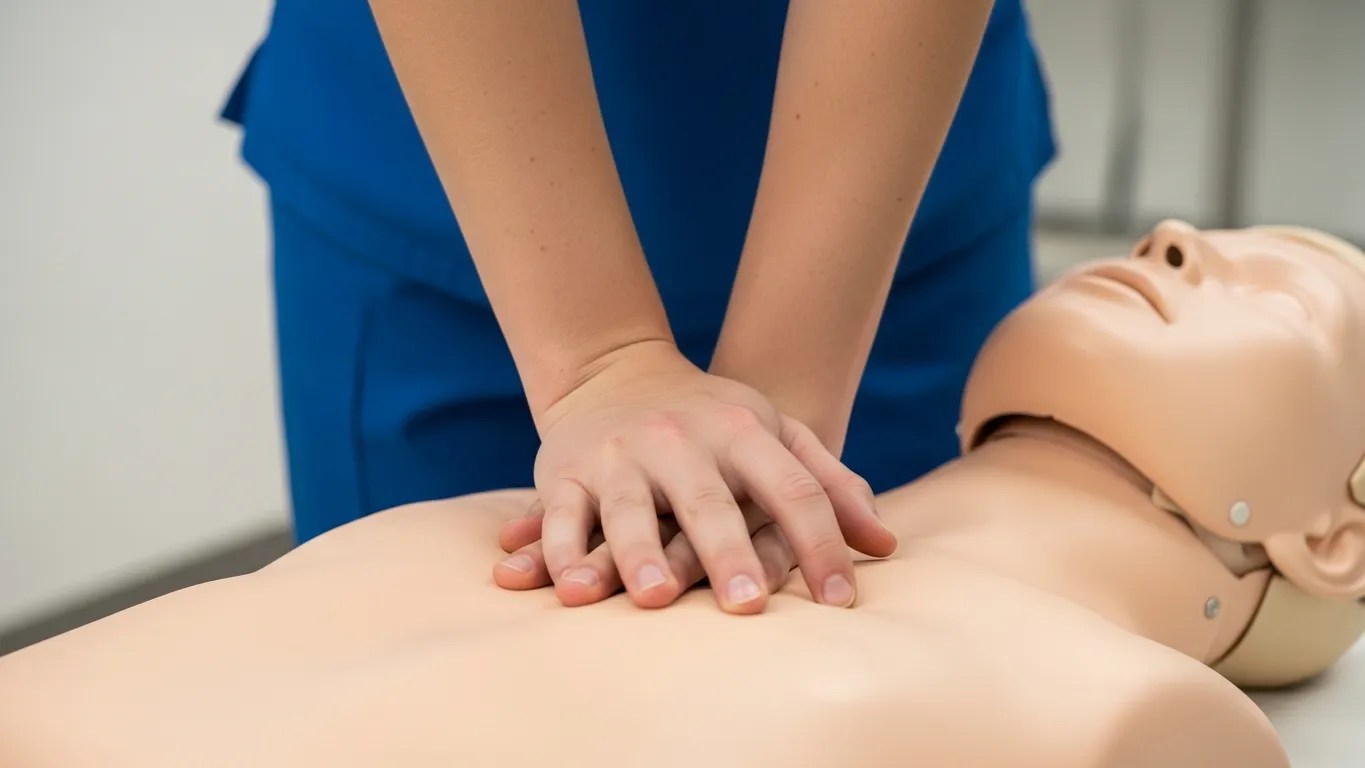 Correct CPR hand placement on the center of the chest for effective cardiopulmonary resuscitation