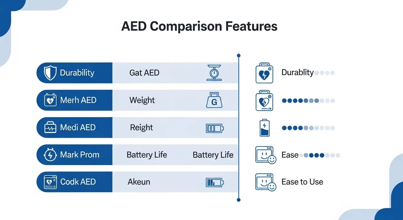 Philips HeartStart AED feature comparison infographic