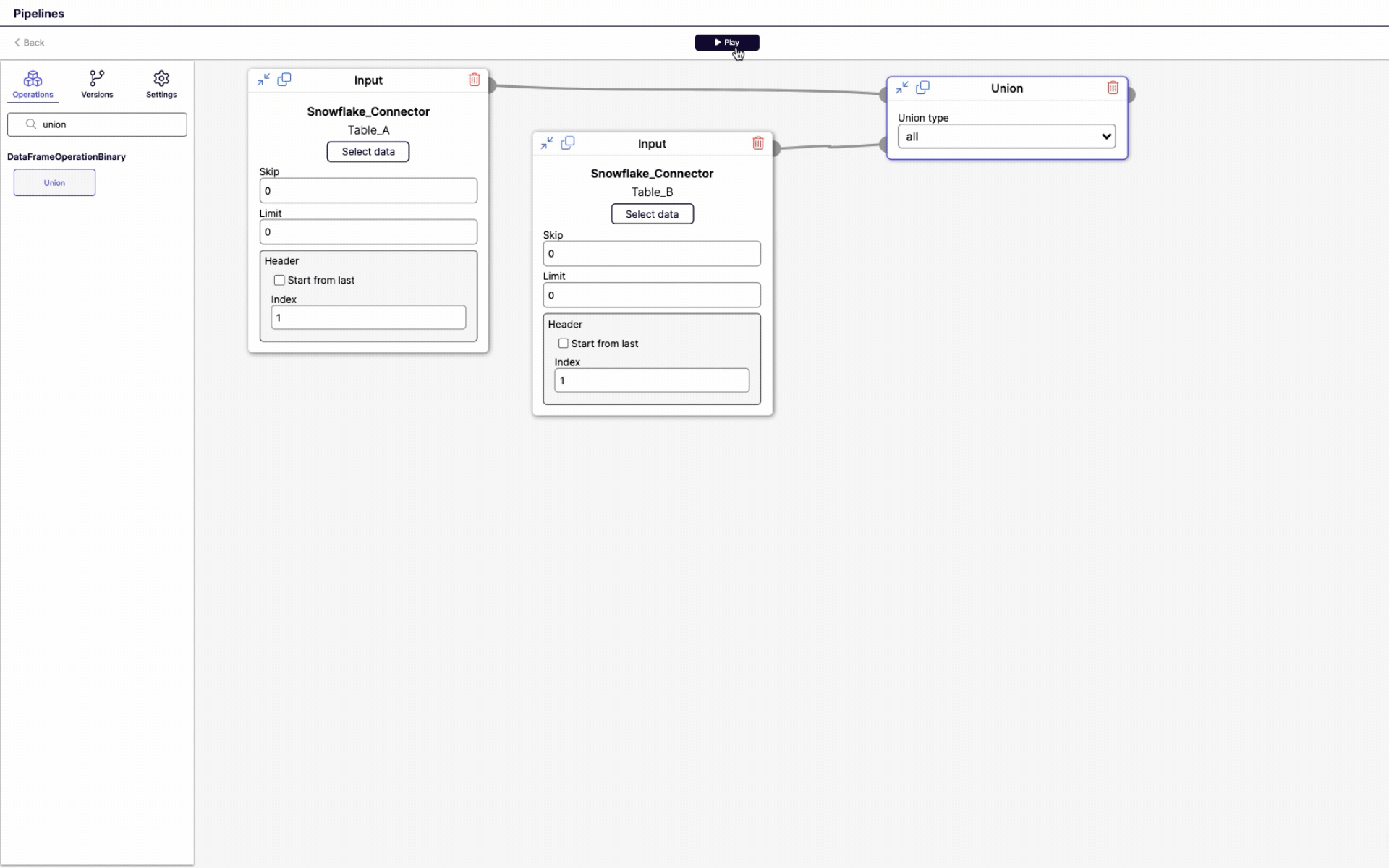 Snowflake Union() Function Learn RestApp
