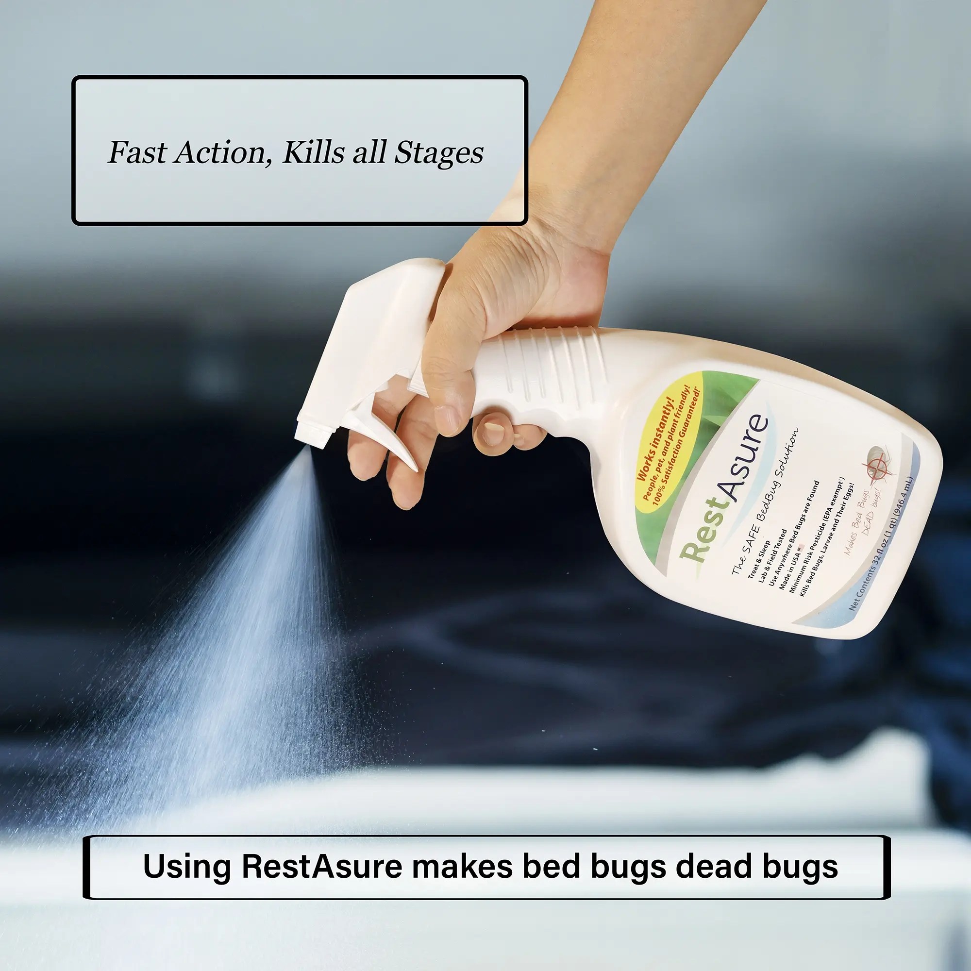 RestAsure The SAFE Bed Bug Solution 1 Quart Bottle RestAsure The