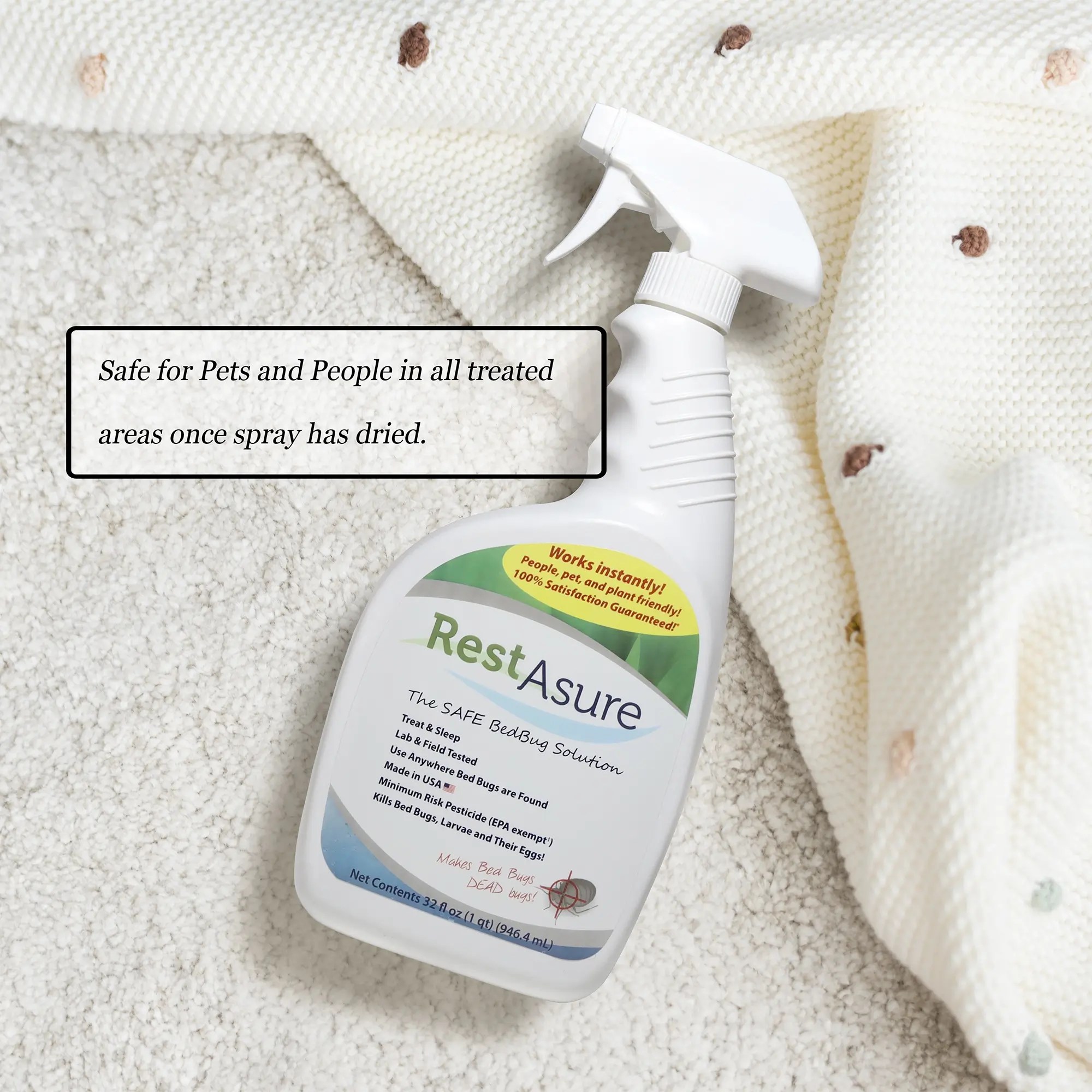 RestAsure The SAFE Bed Bug Solution 1 Quart Bottle RestAsure The