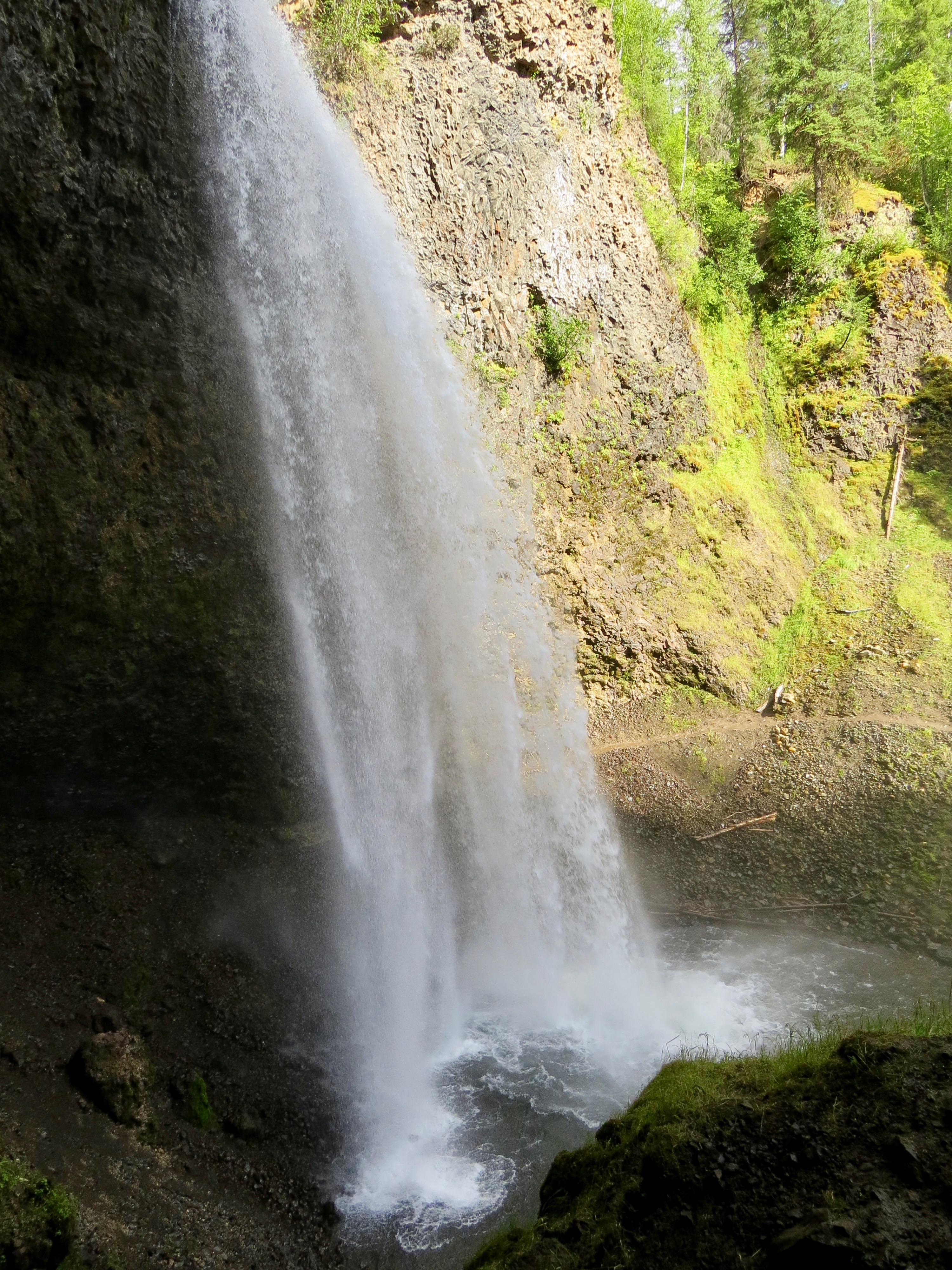 Walking behind the falls