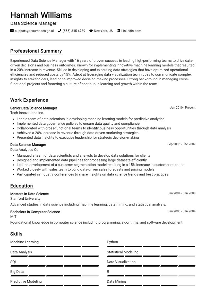 Data Science Manager Resume Samples Examples Tips Resumeworder - Retina Sunset Photos for Desktop