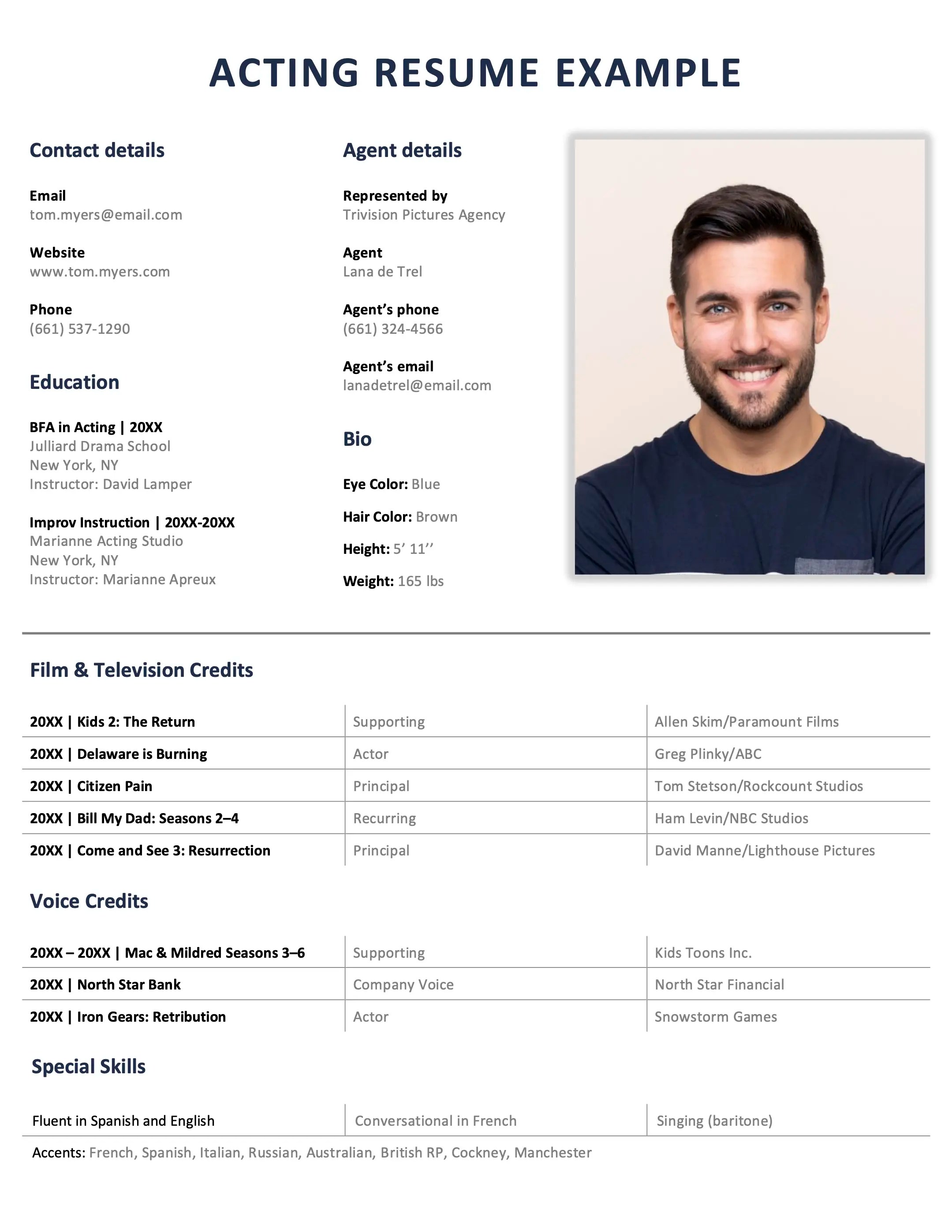 Acting Resume Example Acting Resume Example Custom 