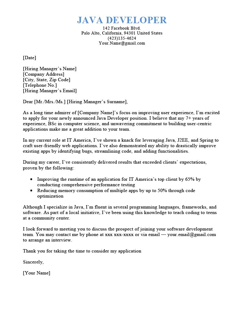 Java Developer Cover Letter Examples And Templates - Professional Full HD Minimal Backgrounds | Free Download