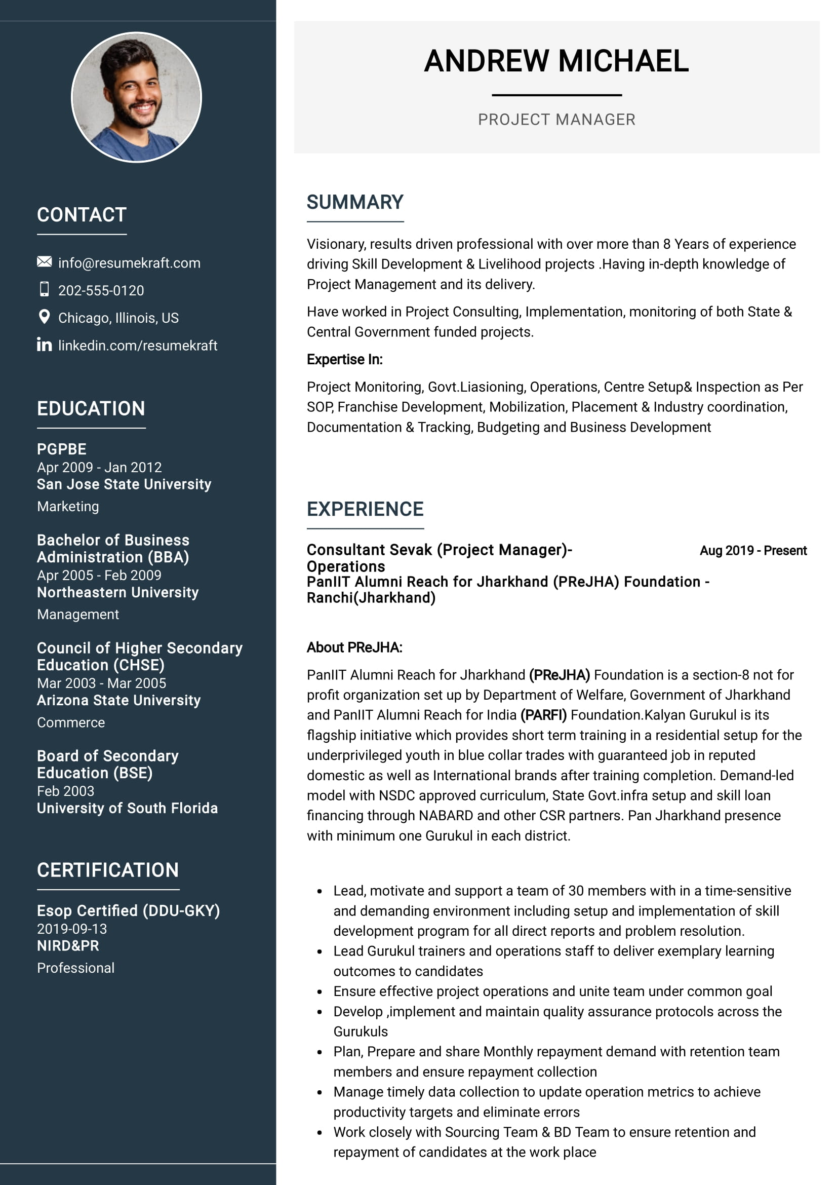 Project Manager Resume Example In 2026 Resumekraft Operations.