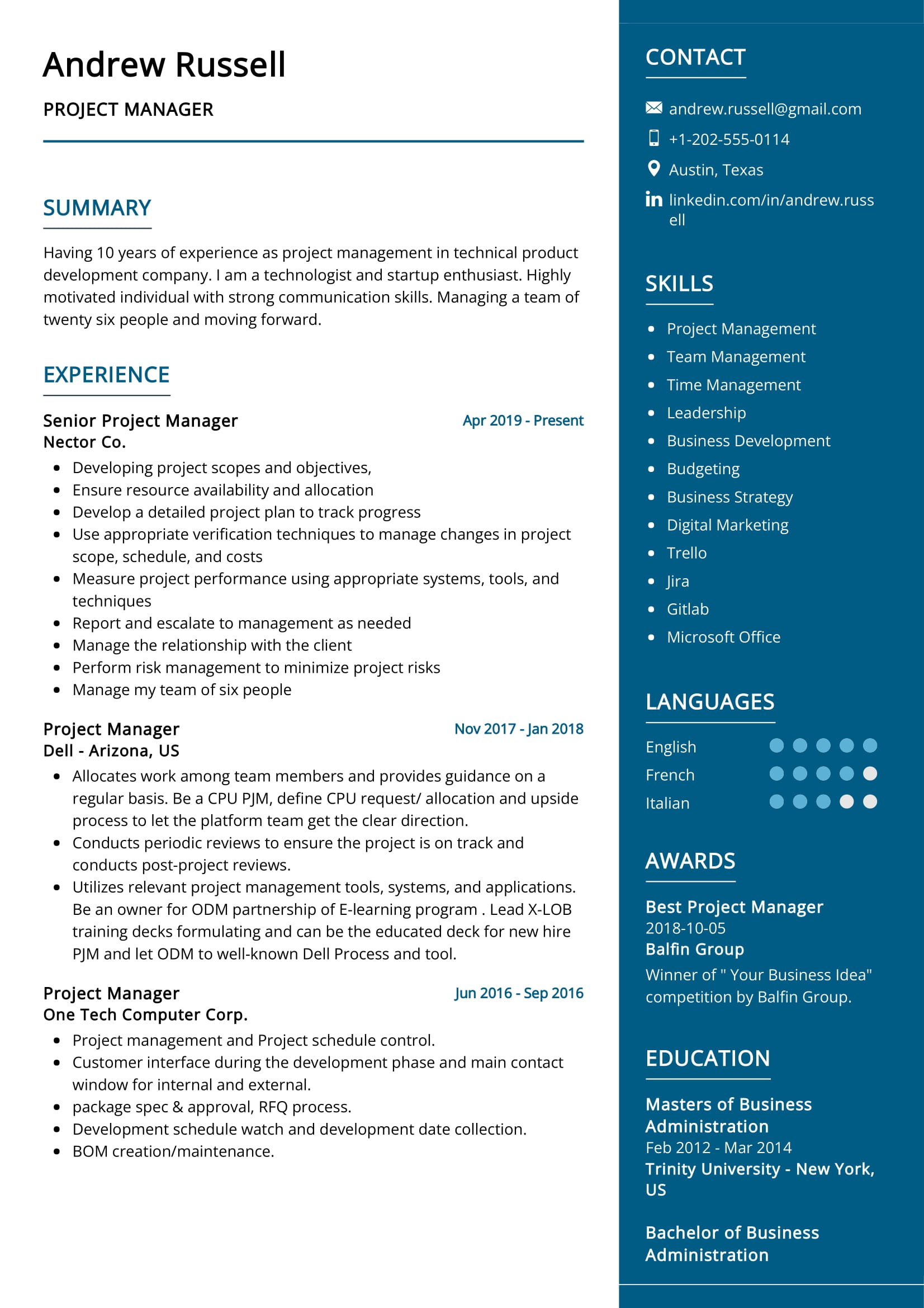 Project Manager Resume Sample In 2026 Resumekraft.
