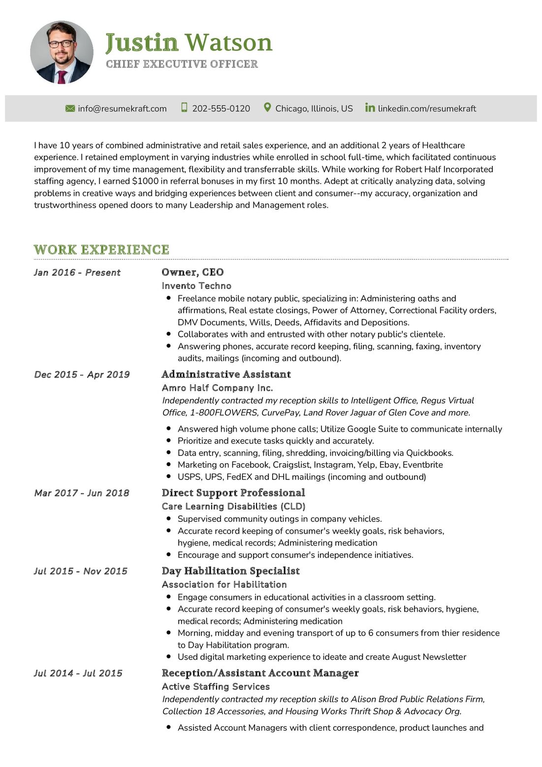 Resume Executive Summary Format Chief Officer Example.
