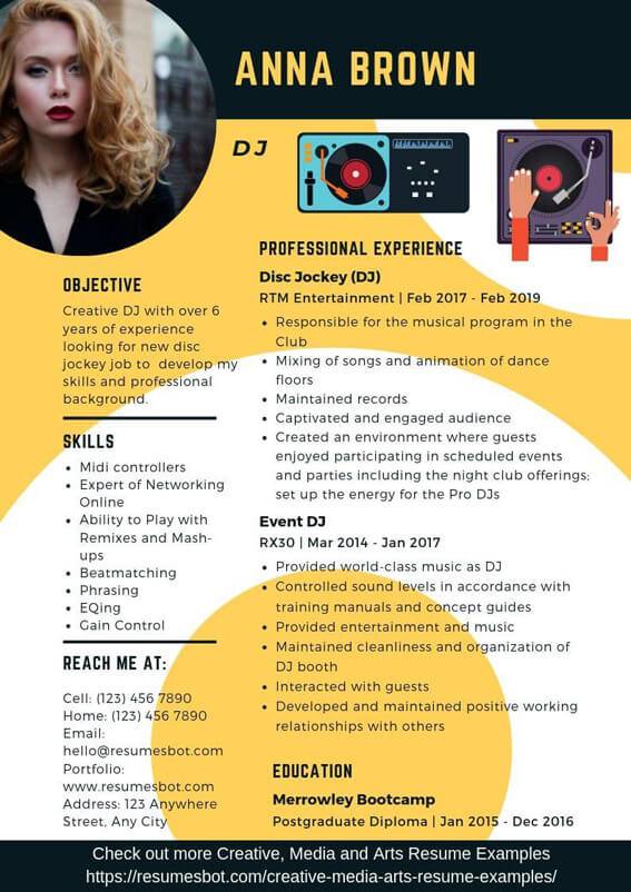 It is your first chance to communicate directly to the employer. DJ Resume Samples & Templates PDF+DOC 2021 | DJ Resumes Bot