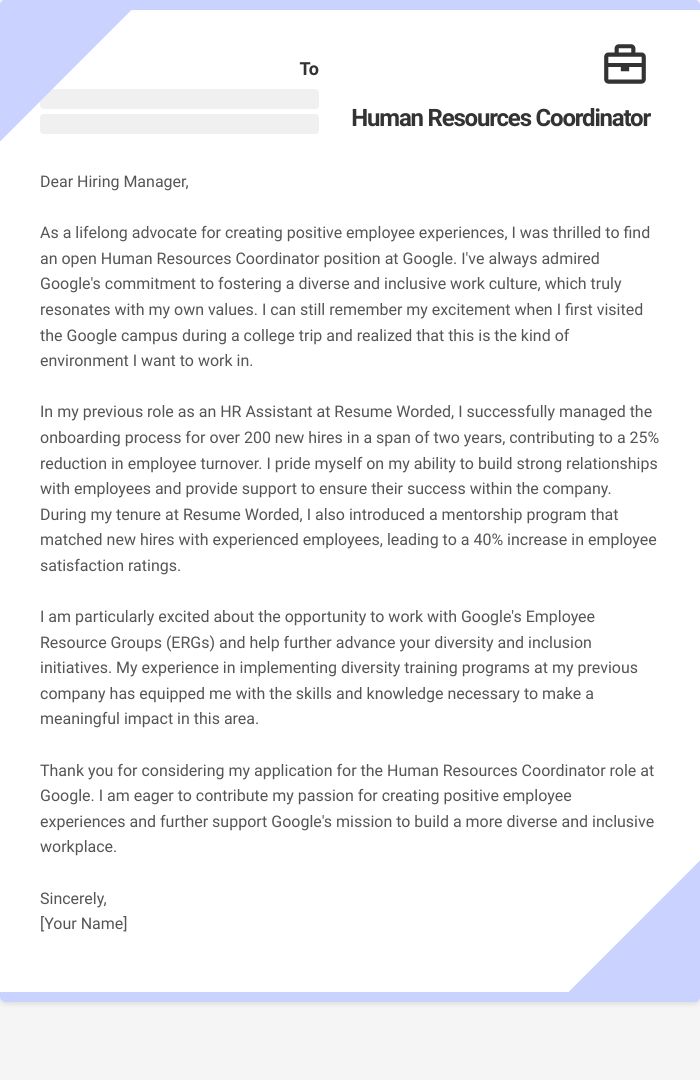 14 Human Resources Coordinator Cover Letter Examples Plus Recruiter 14 Human Resources Coordinator Cover Letter Examples Plus Recruiter