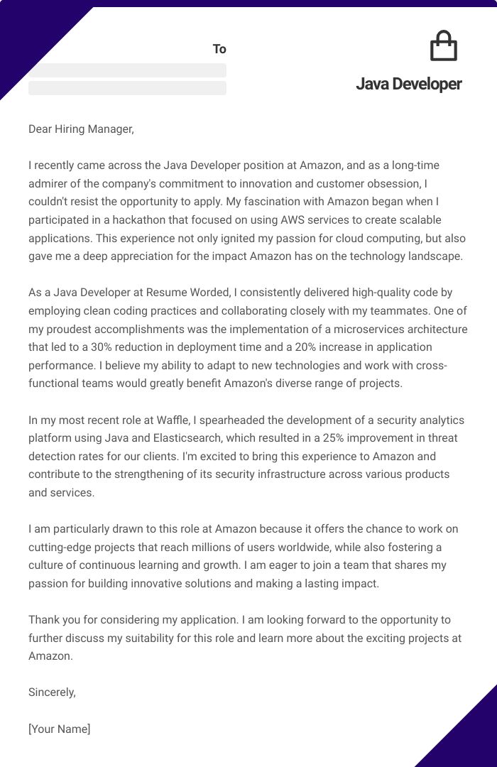 Cover Letter For Java Developer - Professional City Art - 8K