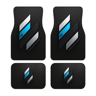 4pcs, Metal Tech Logo Pattern Car Mats - Universal Non-Slip Polyester Floor Mats for All Seasons, Easy to Clean, Suitable for Cars, Trucks & SUVs - Ideal Gift for Men and Women