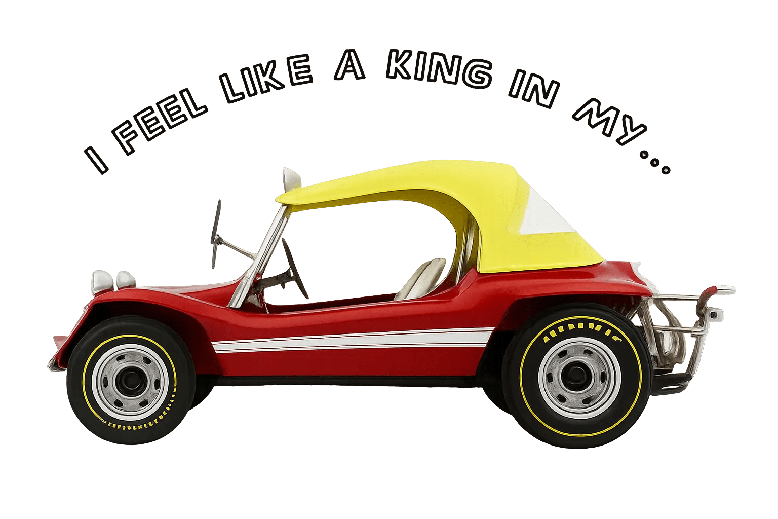 Rotes Buggy mit gelben Helmchen