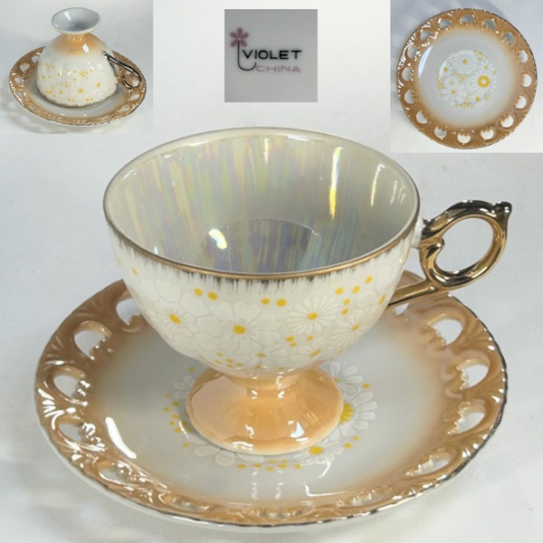 VIOLET花柄ラスターカップ＆ソーサー : 昭和レトロポップ食器雑貨