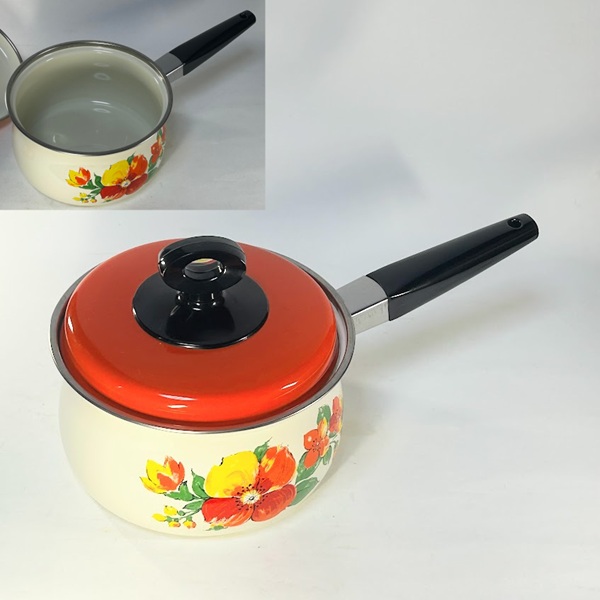 象印エナトップホーロー両手鍋花柄18cm2.2L : 昭和レトロ雑貨